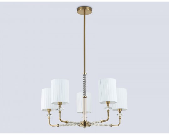 Люстра на штанге с абажурами LH71500/5 BS/FR латунь/белый матовый E14*5 max 40W D680*640
