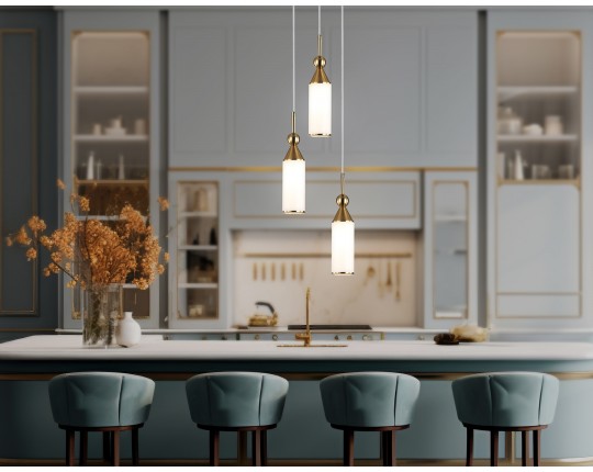  Подвесной светильник LH55272/3 BS/FR латунь/белый матовый E14 max 40W D230*1200