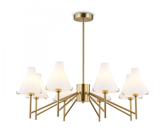  Люстра со стеклянными плафонами на штанге LH57135/8 BS/FR латунь/белый матовый E14/8 max 40W D800*650