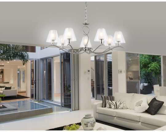  Подвесная люстра LH57083/7 SN/FR никель/белый матовый E14/7 max 40W D840*790