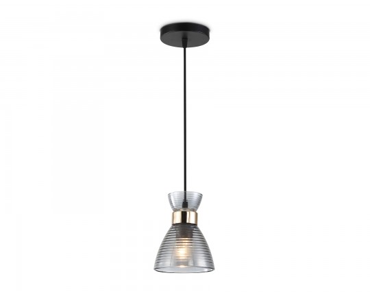  Светильник подвесной со стеклянным плафоном TR3406 BK/FGD/SM черный/золото/дымчатый E27 max 60W D135*1000