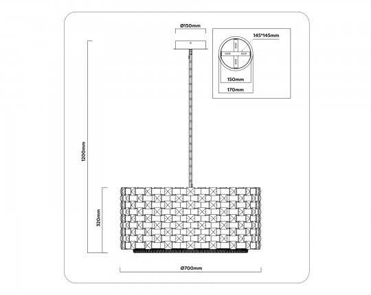  Подвесная люстра с хрусталем LH41006/18 CH/CL хром/прозрачный E14*18 max 40W D700*320