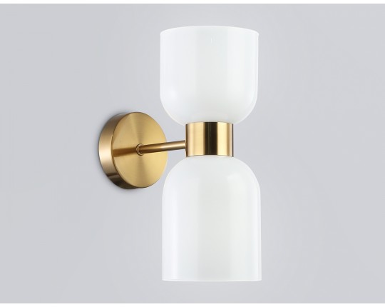  Настенный светильник LH56097/2 BS/FR латунь/белый матовый E14*2 max 40W 215*120*300