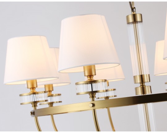  Подвесная люстра с абажурами LH71253/8 BS/WH латунь/белый E14/8 max 40W D870*990