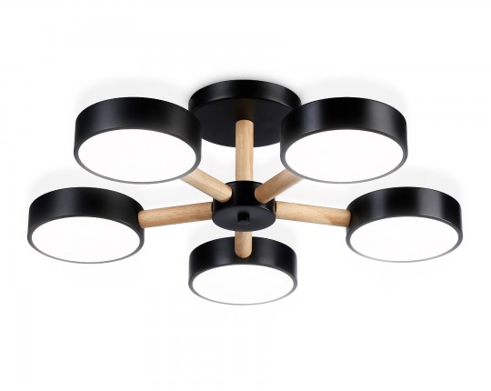  Подвесной светодиодный светильник с пультом FL4828/5 BK черный 3000K-6400K 65W D580*160 (ПДУ ИК)