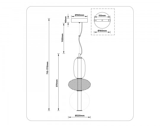 Подвесной светодиодный светильник LH11008 BK/FR черный/белый матовый 24W 3000K D220*570