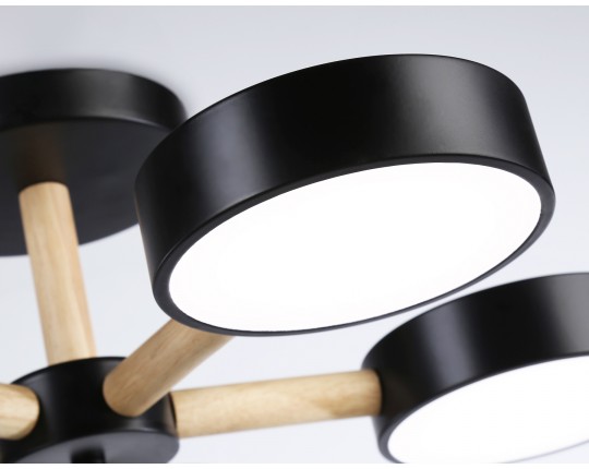  Подвесной светодиодный светильник с пультом FL4828/5 BK черный 3000K-6400K 65W D580*160 (ПДУ ИК)