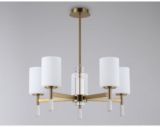  Люстра со стеклянными плафонами на штанге LH56261/5 BS/FR латунь/белый матовый E27/5 max 60W D600*590