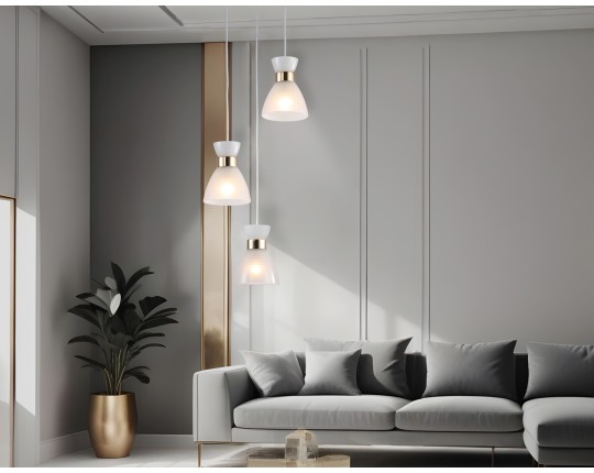  Светильник подвесной со стеклянными плафонами TR3402/3 FGD золото E27/3 max 60W D345*1000