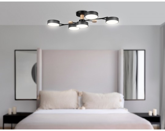  Подвесной светодиодный светильник с пультом FL4835/5 BK черный 3000K-6400K 70W 830*400*160 (ПДУ ИК)