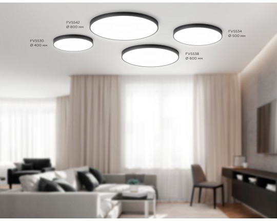 Светильник светодиодный потолочный FV5530 BK черный LED 45W 4200K D400*58 (Без ПДУ)