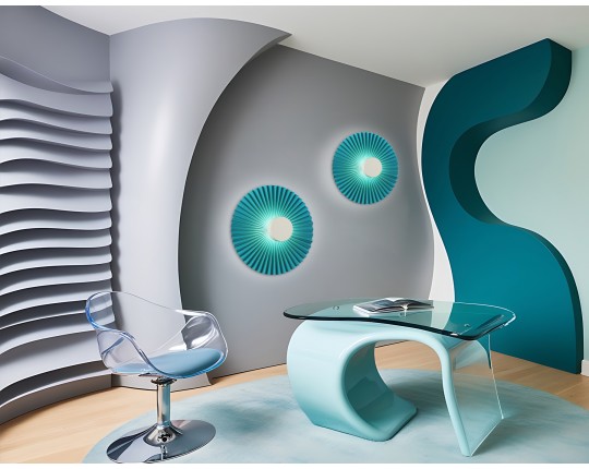  Настенный светодиодный светильник LH72651 WH/GR белый/бирюзовый 6W 3000K D300*100