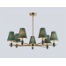  Люстра на штанге с абажурами и мрамором LH75053/7 BS/GN латунь/зеленый E14*7 max 40W D840*580