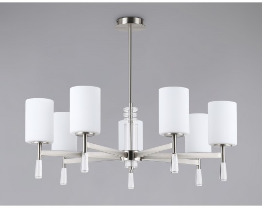  Люстра со стеклянными плафонами на штанге LH56253/7 SN/FR никель/белый матовый E27/7 max 60W D750*590
