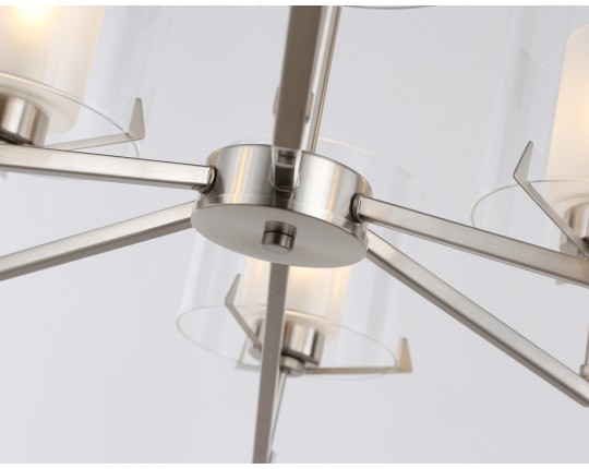  Люстра со стеклянными плафонами на штанге LH57002/6 SN/FR никель/белый матовый E14/6 max 40W D850*420