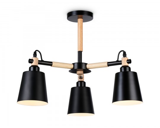  Подвесная люстра TR82206/3 BK/LW черный/светлое дерево E27/3 max 40W D560*430