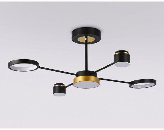  Потолочный светодиодный светильник с пультом FL51632/4+1 BK/GD черный/золото 3000K-6400K 48W 910*745*300 (ПДУ ИК)