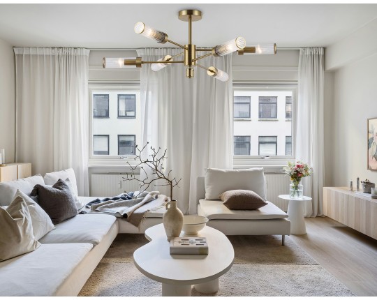  Люстра со стеклянными плафонами на штанге LH55161/6 BS/CL латунь/прозрачный E14/6 max 40W D830*330