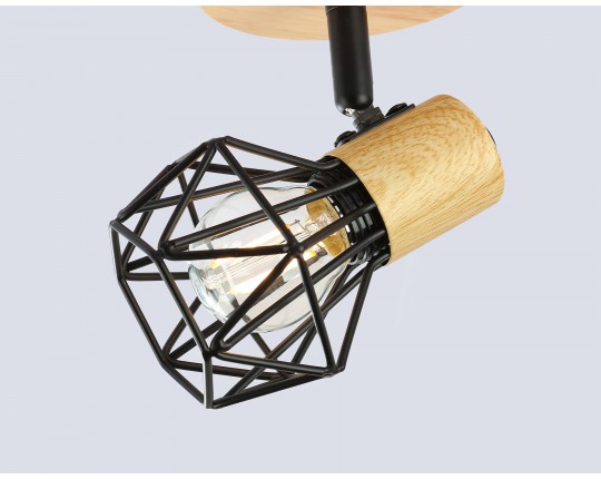  Настенно-потолочный спот в стиле лофт TR8751 BK/WD черный/дерево IP20 E27 D115*175