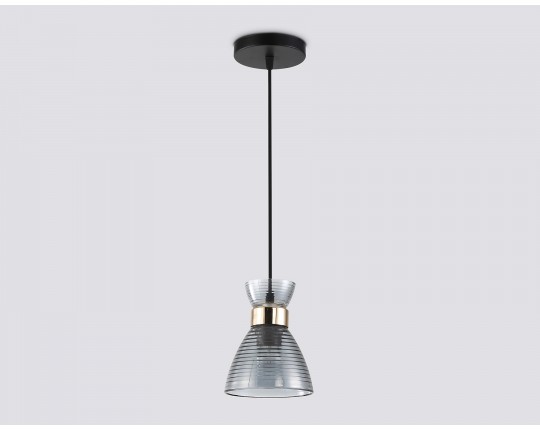  Светильник подвесной со стеклянным плафоном TR3406 BK/FGD/SM черный/золото/дымчатый E27 max 60W D135*1000