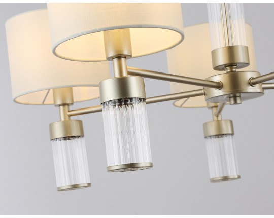  Люстра с абажурами на штанге LH71301/5 CGD/WH золото/белый E14/5 max 40W D680*740