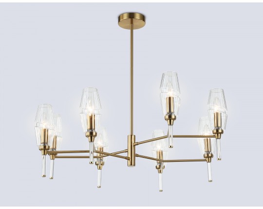  Люстра на штанге LH55202/8 BS/CL латунь/прозрачный E14*8 max 40W D800*520