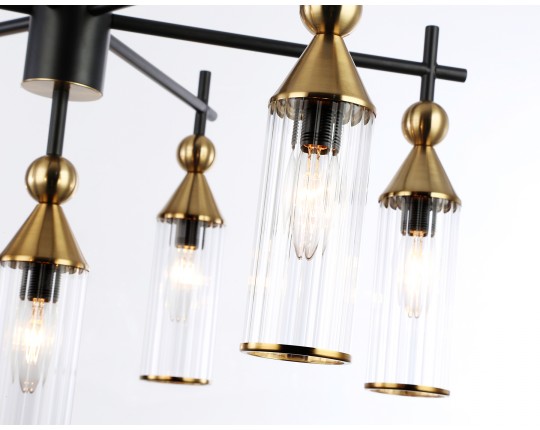  Люстра на штанге LH55257/7 BK/BS/CL черный/латунь/прозрачный E14*7 max 40W D640*520