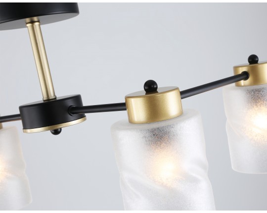  Люстра на штанге со стеклянными плафонами TR303324/4 BK/GD черный/золото E27/4 max 60W 650*290*270