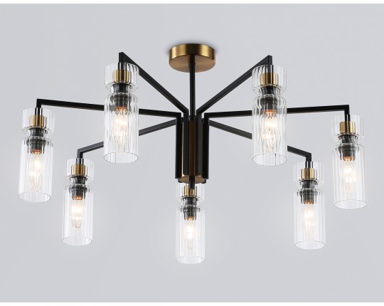  Люстра на штанге LH56115/7 BK/BS/CL черный/латунь/прозрачный E14*7 max 40W D705*350