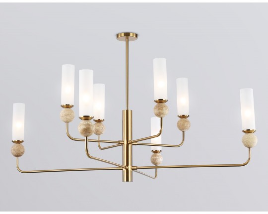  Люстра на штанге с мрамором LH53252/8 BS/FR латунь/белый матовый E14*8 max 40W D1260*1445