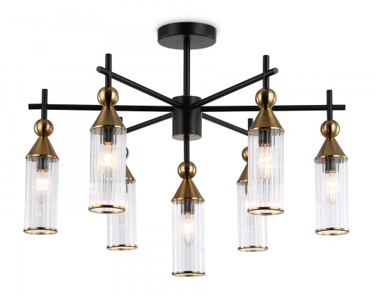  Люстра на штанге LH55257/7 BK/BS/CL черный/латунь/прозрачный E14*7 max 40W D640*520
