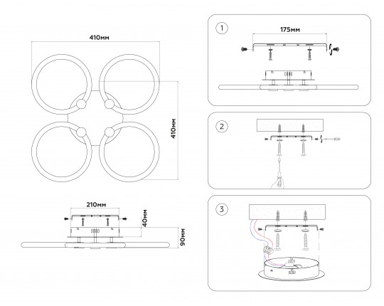  Потолочный светодиодный светильник с пультом FA3808/4 WH белый 3000K-6400K 82W 410*410*90 (ПДУ ИК)
