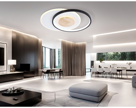  Светильник светодиодный потолочный FL4789 WH/BK/WD белый/черный/дерево 54W 3000-6000K 460*365*45 (без ПДУ)