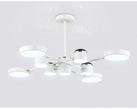  Люстра светодиодная на штанге FL51627/9+4 WH/FGD белый/золото 132W 3000-6000K D850*370 (без ПДУ)