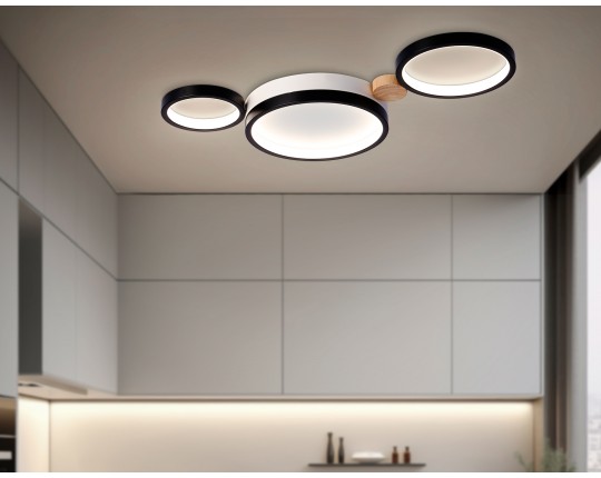  Настенно-потолочный светодиодный светильник с пультом FL4814/3 BK/WH черный/белый 3000K-6400K 45W 620*290*55 (ПДУ ИК)