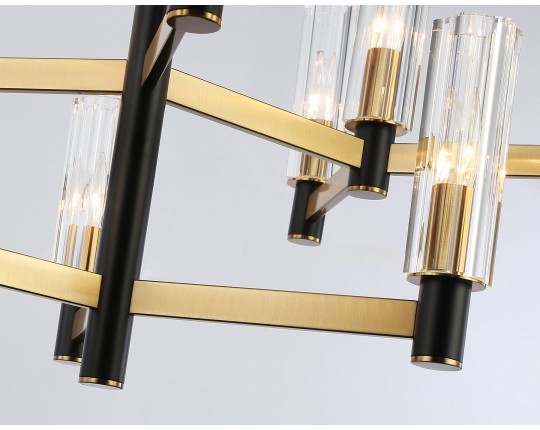  Люстра на штанге LH55515/12 BK/BS/CL черный/латунь/прозрачный E14*12 max 40W D860*905
