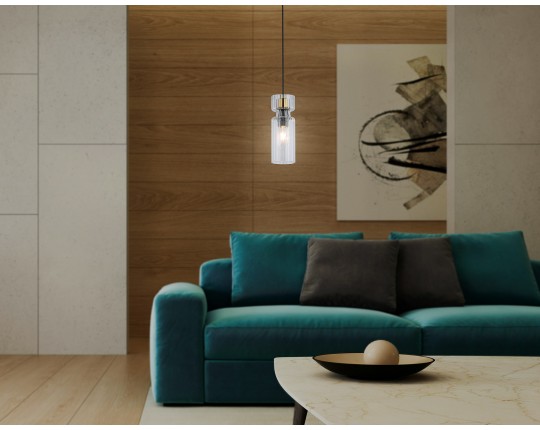  Подвесной светильник LH56111 BK/BS/CL черный/латунь/прозрачный E14 max 40W D65*1500