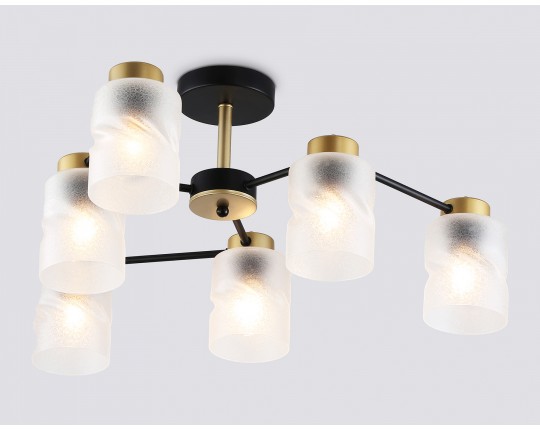  Люстра на штанге со стеклянными плафонами TR303325/6 BK/GD черный/золото E27/6 max 60W D680*270