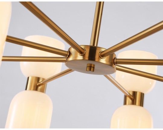  Люстра на штанге LH56095/16 BS/FR латунь/белый матовый E14*16 max 40W D860*510