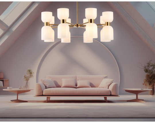  Люстра на штанге LH56095/16 BS/FR латунь/белый матовый E14*16 max 40W D860*510