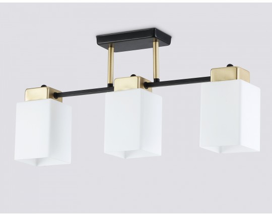  Люстра на штанге со стеклянными плафонами TR303046/3 BK/GD черный/золото E27/3 max 60W 540*100*270