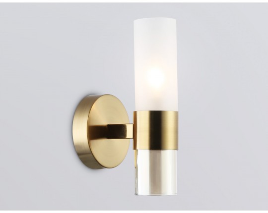  Настенный светильник LH55116 BS/FR/TI латунь/белый матовый/янтарь E14 max 40W 130*100*225