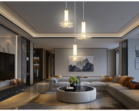  Подвесной светодиодный светильник LH31011/3 BS/TI латунь/янтарь 35W 3000K D450*1790