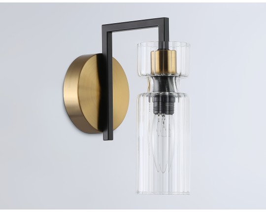  Настенный светильник LH56119 BK/BS/CL черный/латунь/прозрачный E14 max 40W 150*100*210