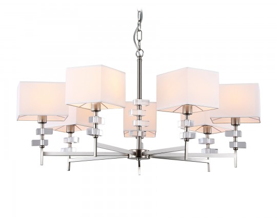  Подвесная люстра с абажурами LH71323/7 SN/WH никель/белый E14/7 max 40W D860*850