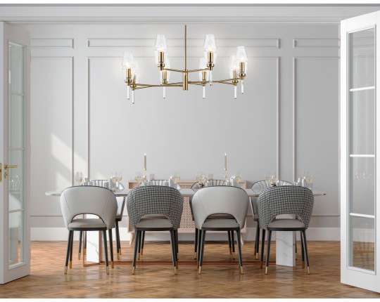  Люстра на штанге LH55202/8 BS/CL латунь/прозрачный E14*8 max 40W D800*520