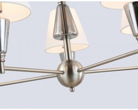  Подвесная люстра с абажурами LH75253/5 SN/FR сатин никель/белый матовый E14*5 max 40W D700*510