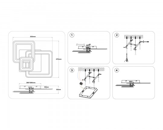  Потолочный светодиодный светильник с пультом FA862 WH белый 79W 505*470*95 (ПДУ РАДИО 2.4)