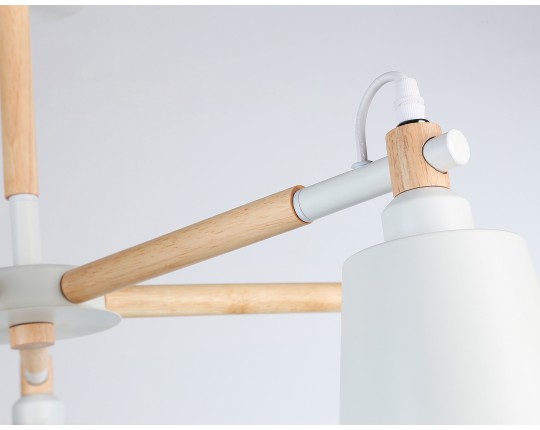  Подвесная люстра TR82208/5 WH/LW белый/светлое дерево E27/5 max 40W D780*430