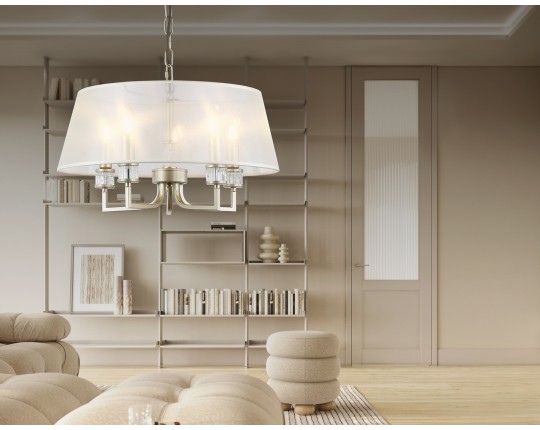  Подвесная люстра с абажуром LH71211/5 CGD золото E14/5 max 40W D500*700